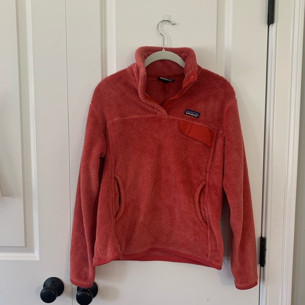 Patagonia burnt orange quarter snap fleece